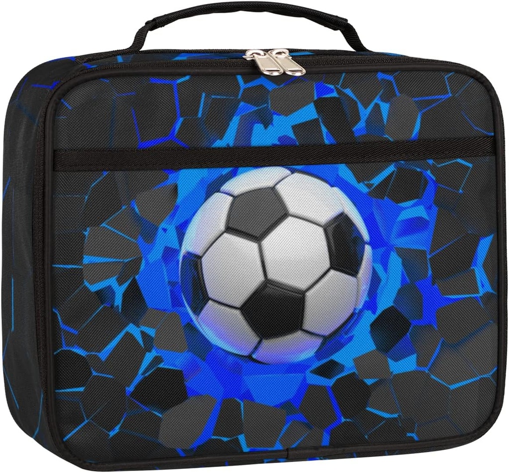 Sport Football Ball Kids Lunch Box for Boys Girls Soccer Sport Insulated Lunch Bag Thermal Leakproof Cooler Reusable Lunch Tote Bag for School Work Office Picnic Beach