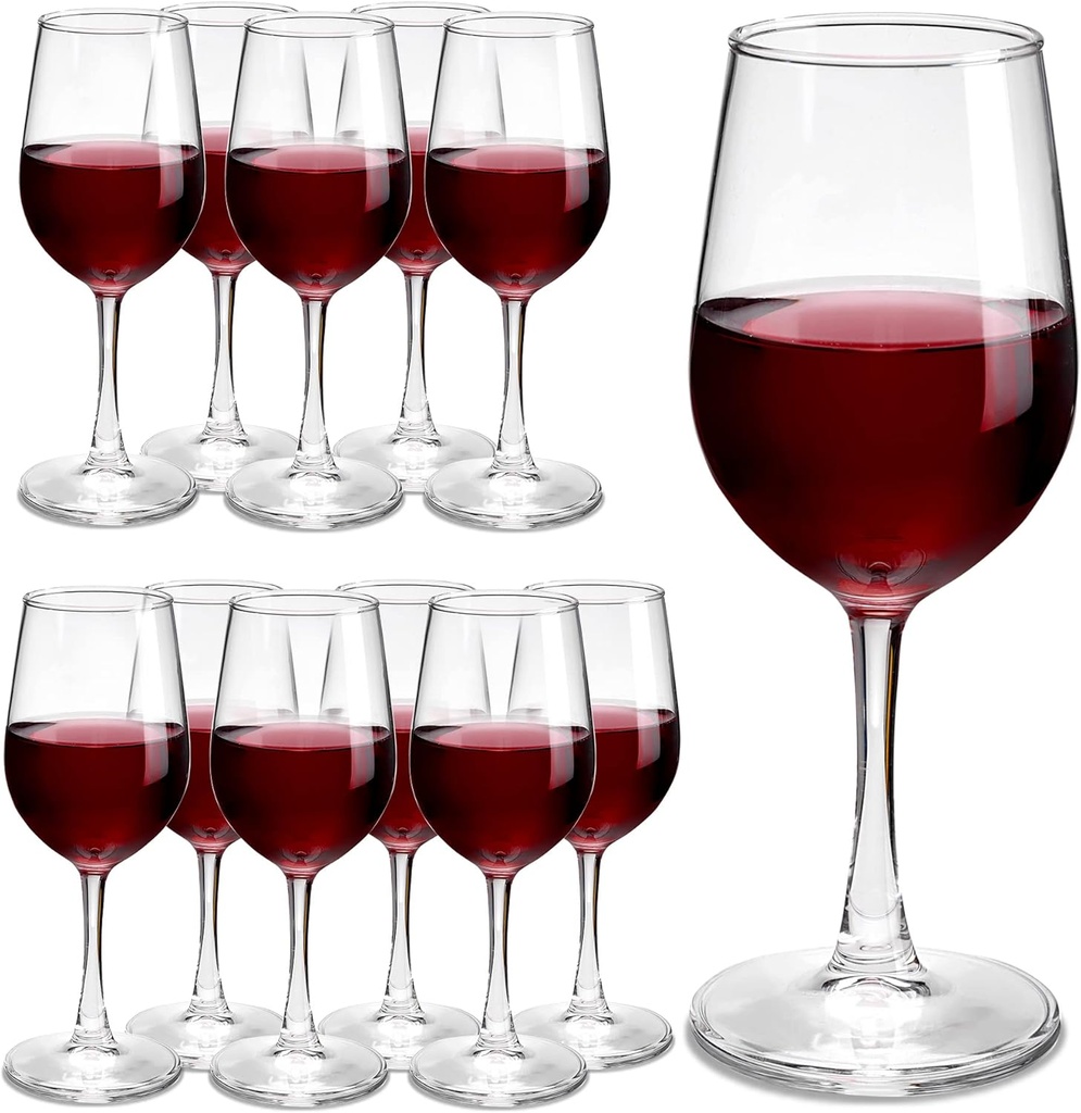 UMEIED All Purposed Wine Glasses Set of 12, Classic Wine Glasses for Red White Wine, Dishwasher Safe, Clear