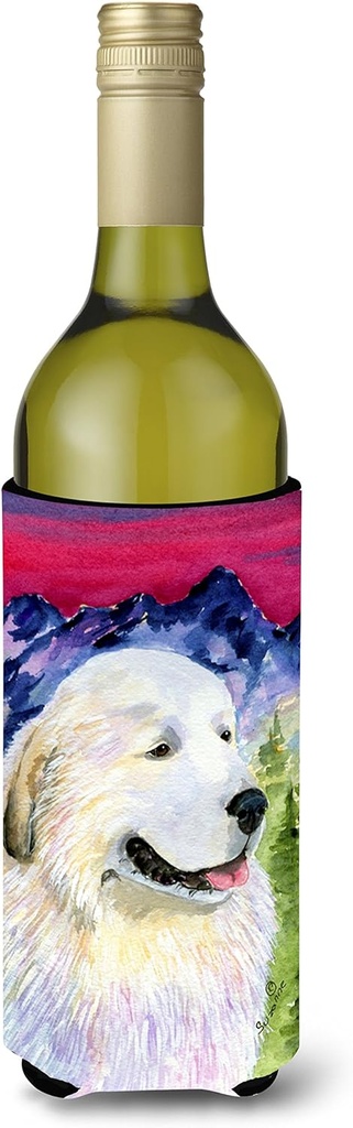 Caroline's Treasures SS8473LITERK Great Pyrenees Wine Bottle Hugger Bottle Cooler Sleeve Hugger Machine Washable Collapsible Insulator Beverage Insulated Holder