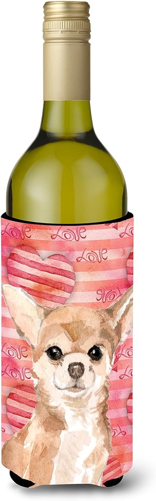 Caroline's Treasures BB9481LITERK Chihuahua Love Wine Bottle Hugger Bottle Cooler Sleeve Hugger Machine Washable Collapsible Insulator Beverage Insulated Holder