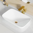 Bathroom Vessel Sink, Eridanus 21" x 13" Semi-Recessed Bathroom Sink Rectangular White Durable Ceramic Vessel Sinks for Bathroom Modern Sink Vanity Sink Space-Saving