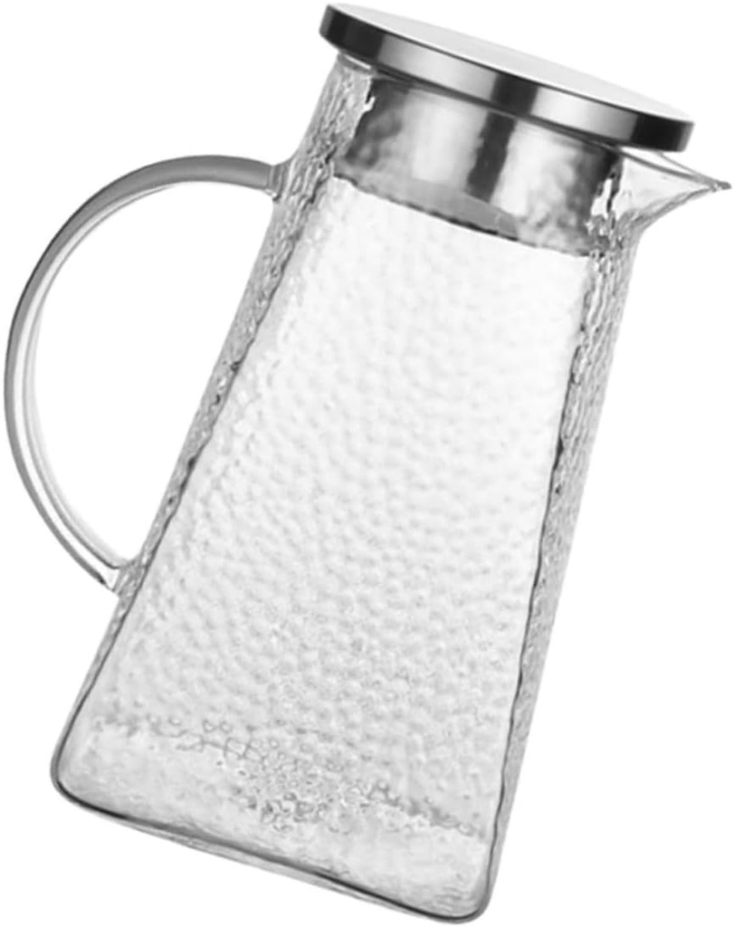 Home Glass Pitcher Hammer Pattern Beverage Pot Dust Design for Juices Iced Tea Milk and More for Daily Use Entertaining Guests