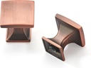 Khtumeware 10 Pack 1 inch Brushed Antique Copper Cabinet Knobs Square Drawer Handles for Kitchen and Dresser Drawers
