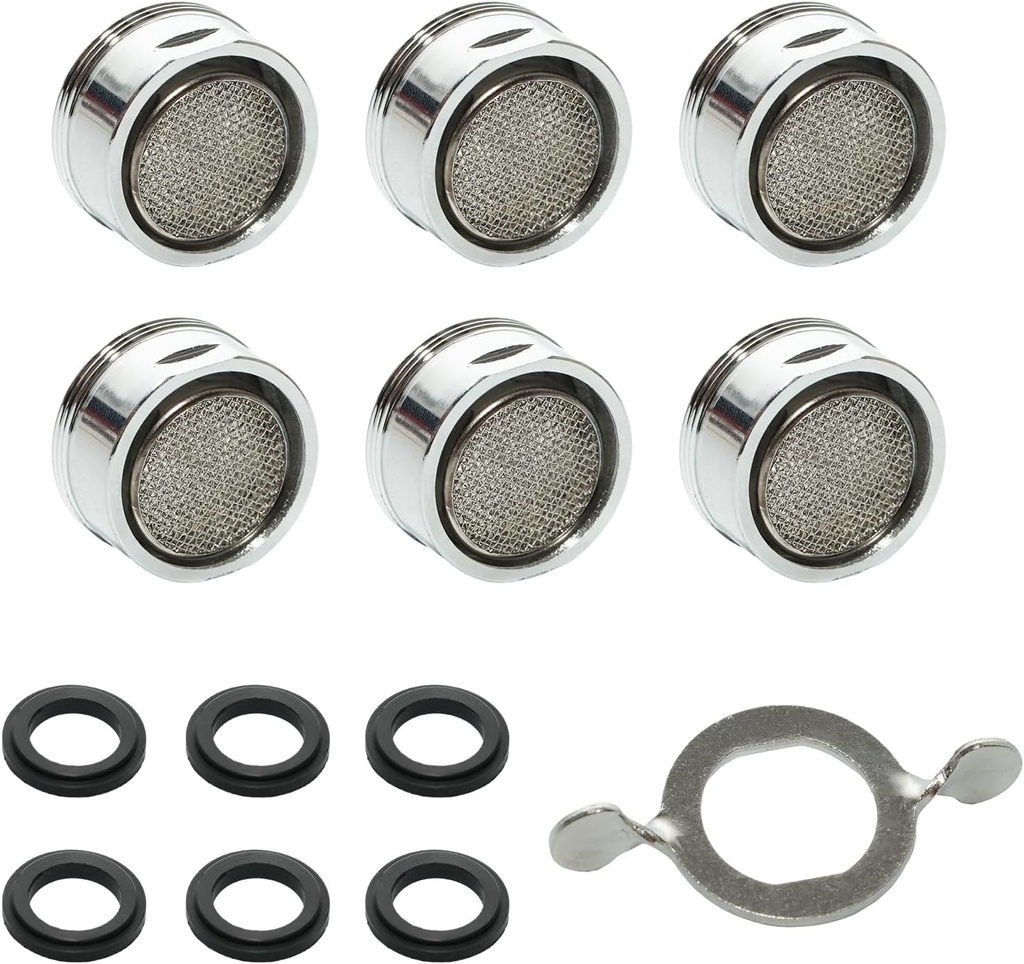 6 Pcs Faucet Aerator Replacement Kitchen Sink Aerator Bathroom Sink Faucet Filter 15/16 Inch 24mm Brass Shell Aerator for Sink Faucet