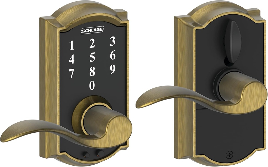 SCHLAGE Touch Camelot Lock with Accent Lever (Antique Brass) FE695 CAM 609 ACC