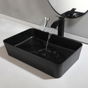 Stone Resin Vessel Sink with Faucet and Drain Combo 22 Inch Bathroom Sink Above Counter Matte Black Rectangular Vanity Sink Bowl for Bathrooms