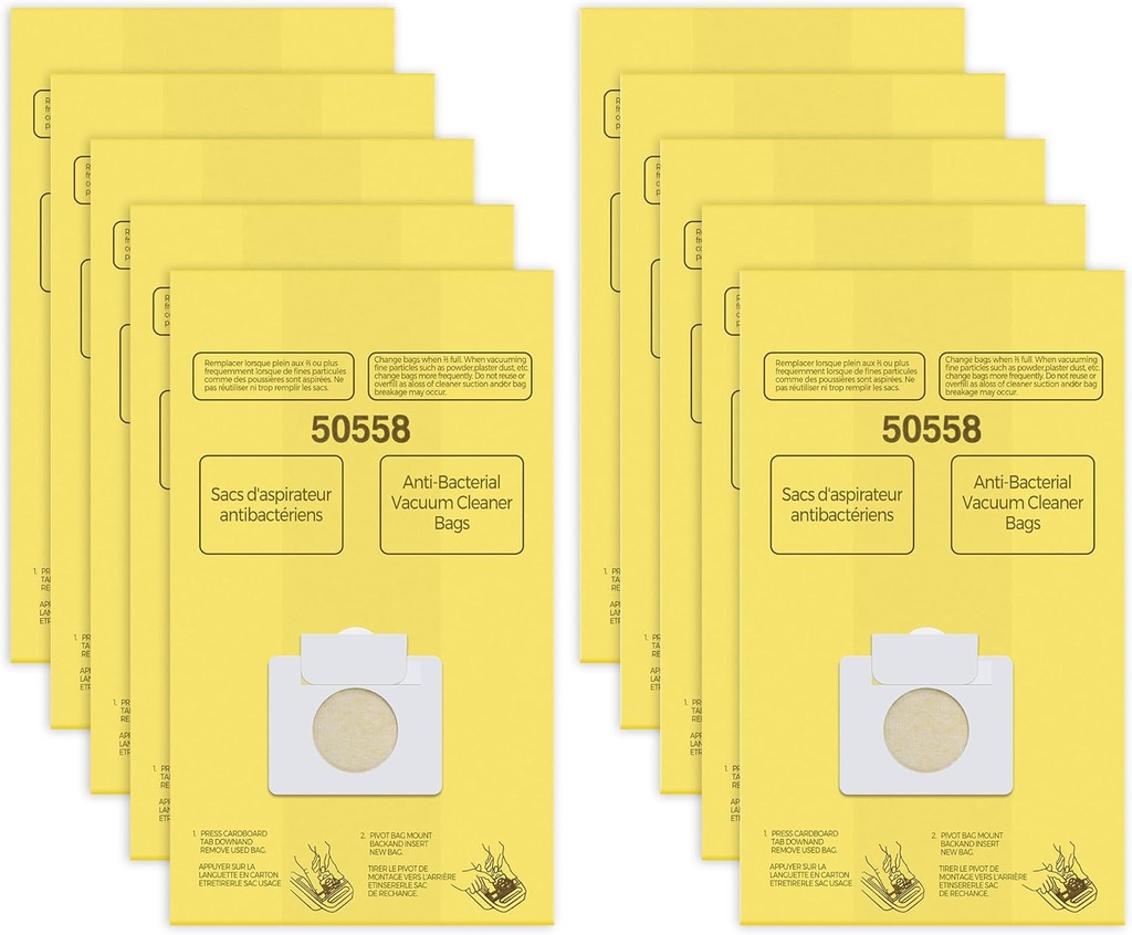 50558 Canister Vacuum Bags Replacement for Kenmore Canister Type C/Q 5055, 50555, 50557, 50558 and Pana·sonic Type C-5, C-18, 200 Series, 400 Series, 600 Series, 800 Seires Vacuum - 10 Pack