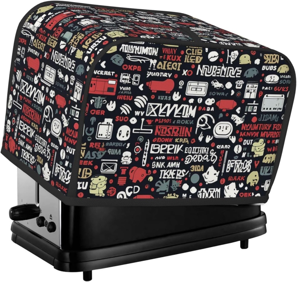 2 Slice Toaster Cover with Two Pockets for Storing knife Super Soft Appliance Cover Game Quotes Dust Cover for Kitchen Small Oven Cover Kitchen Bread Machine Protector Covers