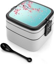 Cherry Flowers Bento Box Adult Lunch Box Lunch Containers with 2 Compartments