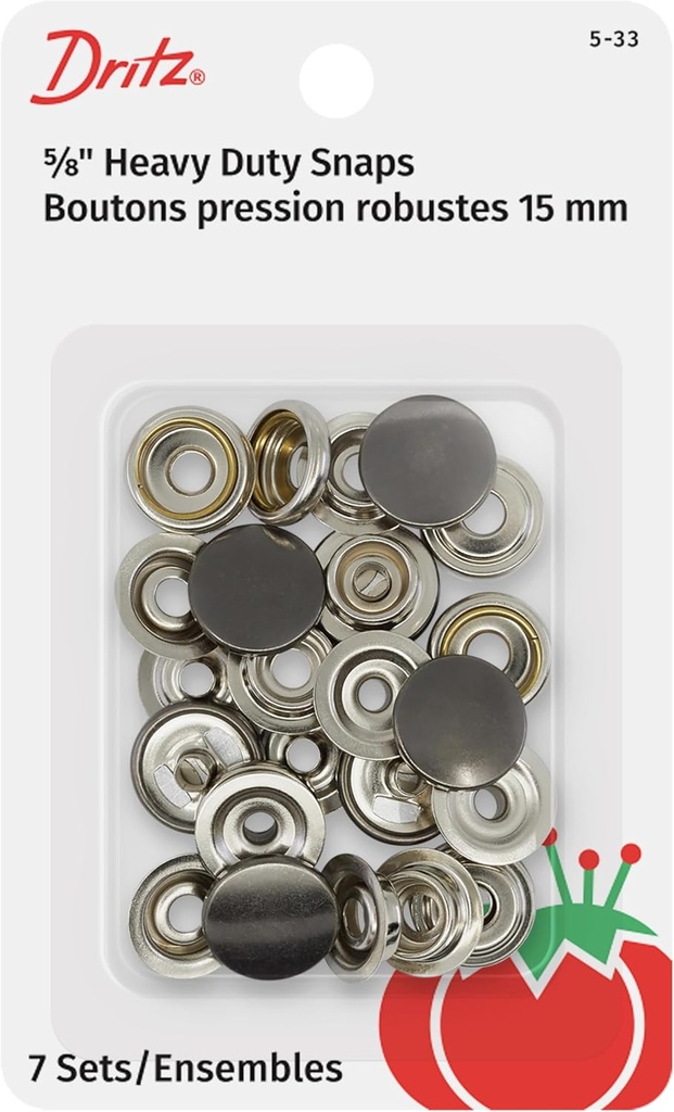 Dritz 5-33 Heavy Duty Snaps, Gunmetal, Size 24 (5/8-Inch) 7-Sets