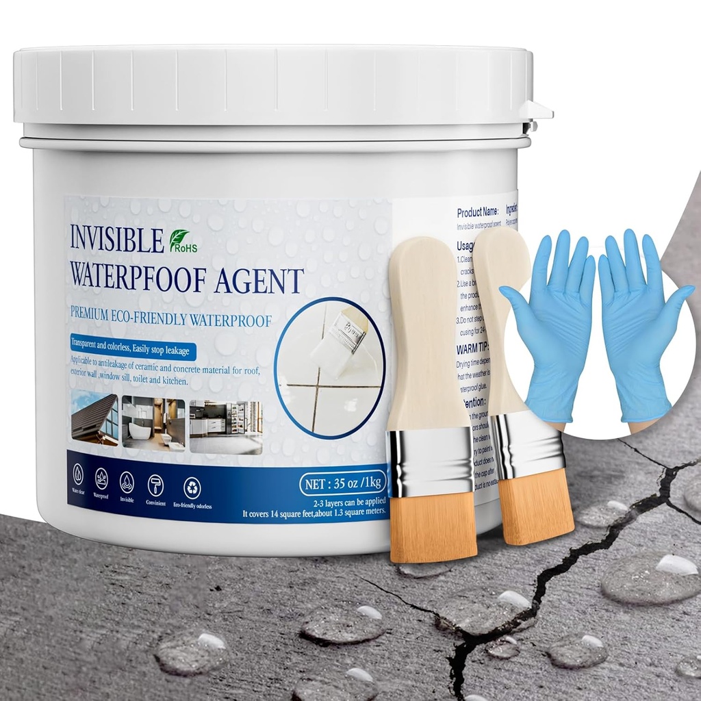 Invisible Waterproof Agent Transparent Repairing Leak Waterproof Adhesive for Roofs, Walls, Bathroom, Shower, Window Sills, Indoor & Outdoor Water Proof Coating 35 Oz