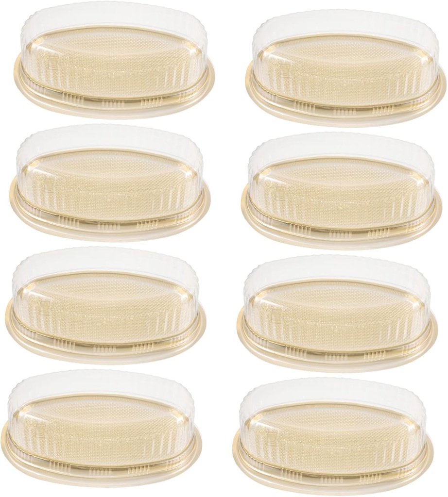 PRETYZOOM 10pcs Disposable Transparent Cake Boxes Portable Oval Plastic Dessert Containers for Party Favors Weddings Birthdays Showers Cake Shops