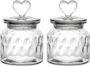WHJY Set of 2 Airtight Glass Jars Decorative Jars, 22oz Jar of Hearts Cute Cookie Jar Decorative Jars with Lids Candy Jars for Candy Buffet Heart Shaped Lid (Drops Textured)