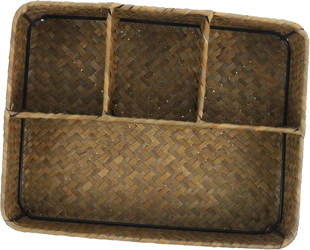 HEALLILY Handcrafted Woven Sundries Holder Rustic Tea and Coffee Organizer for Sugar Packets Tea Bags and Items Versatile Storage Basket for Home and Office Use