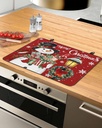Christmas Countertop Burners Protection Mats for Kitchen, Snowman with Gift Snowflake Red Rubber Stove Top Cover Mat, Heat Proof Mats Cooktop Cover for Counter Dish Drying Mat, 31"x24"