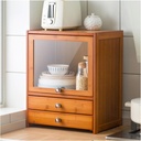 Large Bamboo Bread Box with Drawer, Large Bread Box for Kitchen Counter, Large Capacity Bamboo Bread Food Storage Bin, with Transparent Window,Natural,42×52cm/16.5×20in