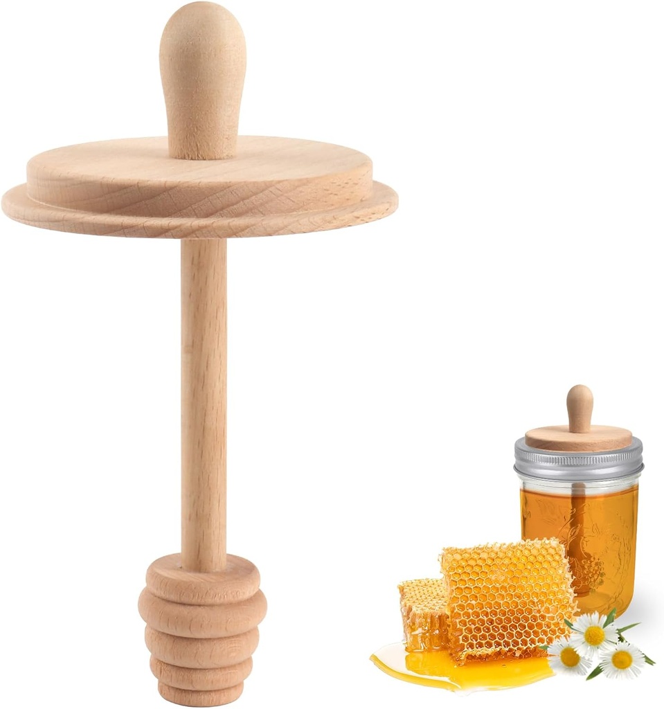 Sun3drucker Wooden Mason Jar Honey Dippers (1X 16OZ Wide Mouth)