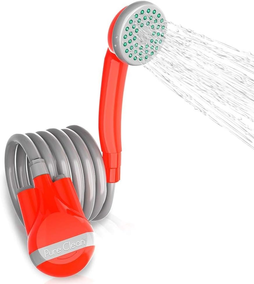 Portable Camping Shower - Battery Powered for Outdoors, Pet Cleaning, Plants Watering - Rinse kit - Camping, Pool, Beach Rechargeable, USB Charging Plug by Pure Clean - PCSHPT12