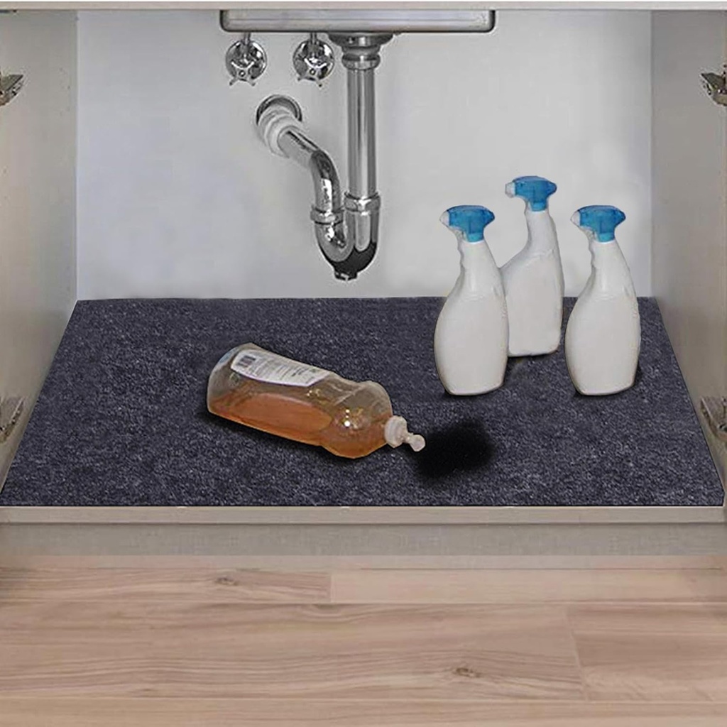 Under The Sink Mat,Kitchen Tray Drip,Cabinet Liner,Fabric Layer,Waterproof Layer,Reusable,Washable (36inches x 36inches)