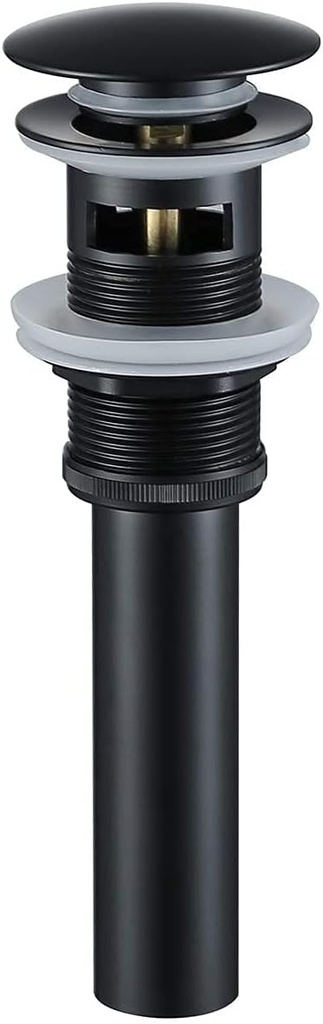 Black Bathroom Sink Drain Stopper Solid Brass Pop up Drain with Overflow for Basin Sink Lavatory Vanity Sink