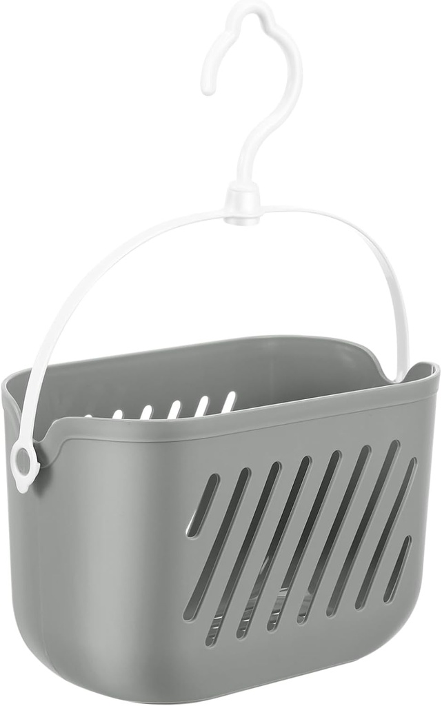 Hanging Shower Baskets Plastic Storage Colorfast Scratch Resistant Rotatable Hook Kitchen Wall Mount Drainage Space-saving Tidy Organized Grey