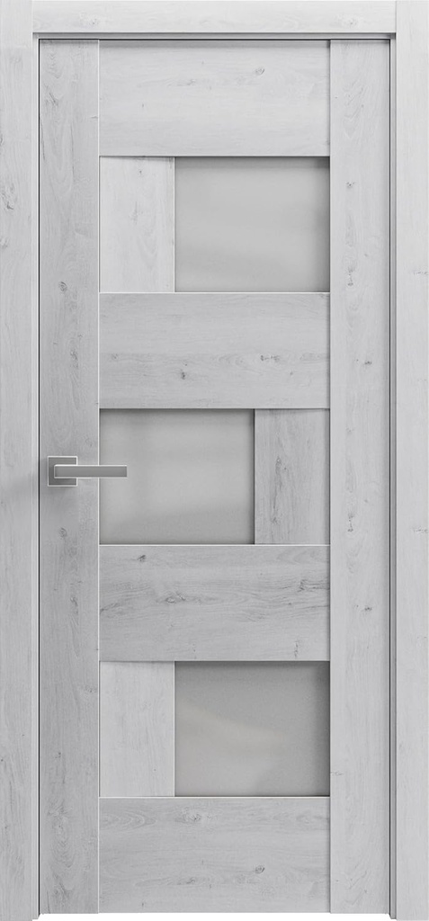 VDOMDOORS Interior Solid Door 32 x 80 inches | Sete 6933 Nordic White with Frosted Glass | Single Regular Panel Frame Trims Handle | Bathroom Bedroom Sturdy Doors