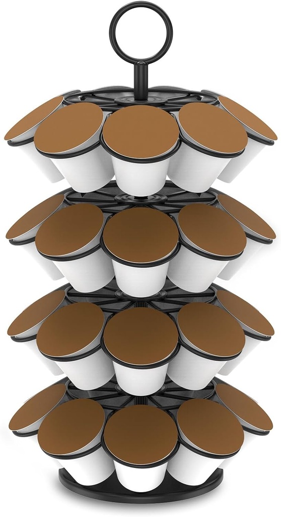 Coffee Pod Holder, Coffee Pods Carousel for 40 Capsules, 4 Layers Rotatable Iron Espresso Pod Organizer, Rustproof Coffee Capsules Stand for Home and Office Countertop