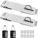 2Pcs Door Locks Hasp Latch,5 Inch 304 Stainless Steel Safety Packlock Clasp Hasp Lock Latch,Hinge Lock Padlock with Screws for Gates,Doors,Cabinets, Closets and More