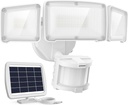 LEPOWER 1600LM LED Solar Security Lights Motion Outdoor, Motion Sensor Light, 5500K White Light, IP65 Waterproof Outdoor Flood Solar Light with 3 Adjustable Head for Yard, Garage（White）