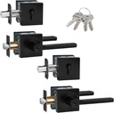 Keyed Alike(All Same Keys) Keyed Entry Door Lever with Single Cylinder Deadbolt Combo, Front Door/Exterior Door Handleset, Matte Black, 2 Set