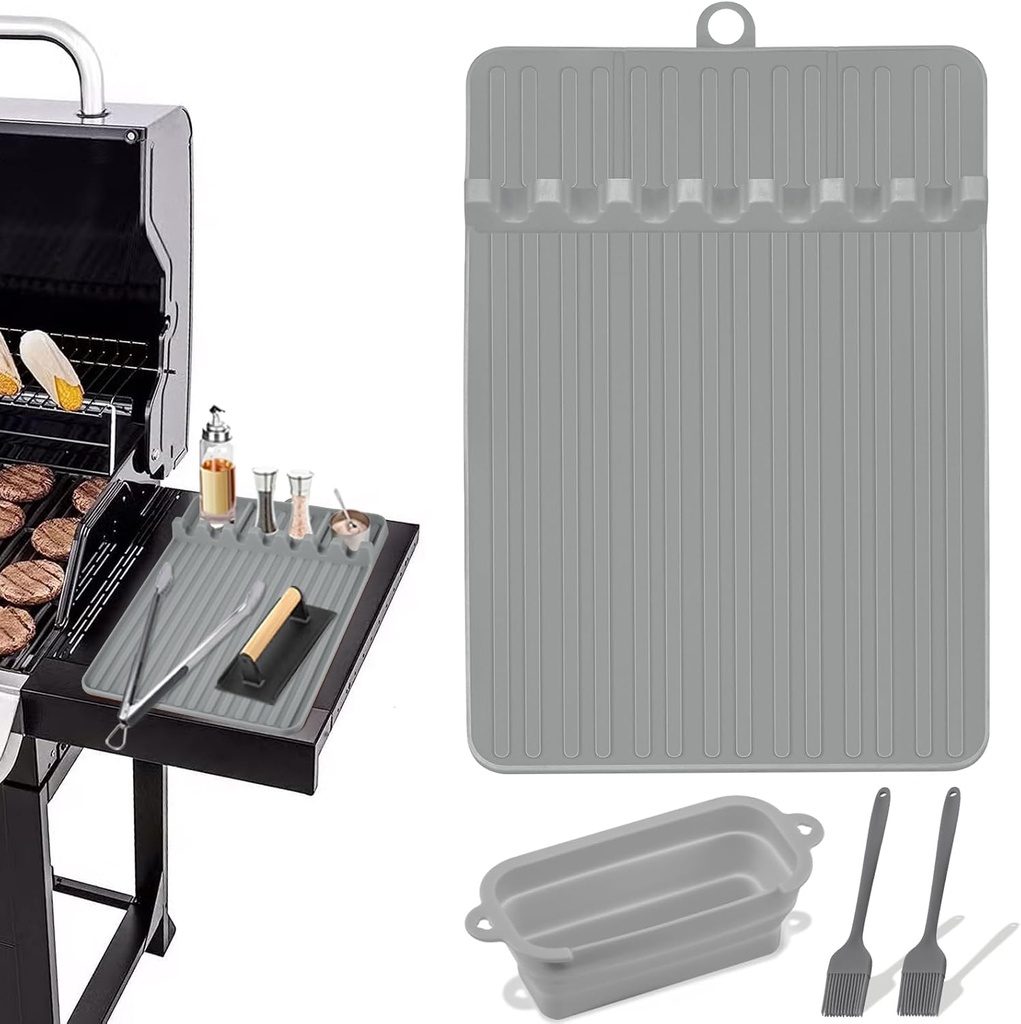 Silicone Grill Mat for Blackstone Griddle Accessories, Heat-Resistant Grilling Silicone Mat Accessories for Camping, Backyard BBQ & Kitchen Outdoor Counter