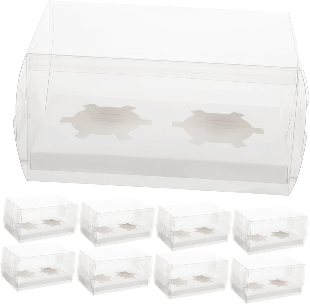 PRETYZOOM 10sets Handheld Cake Boxes Transparent Dessert Packaging Containers for Muffins Pastries and Moon Cakes Sturdy and Easy to Assemble