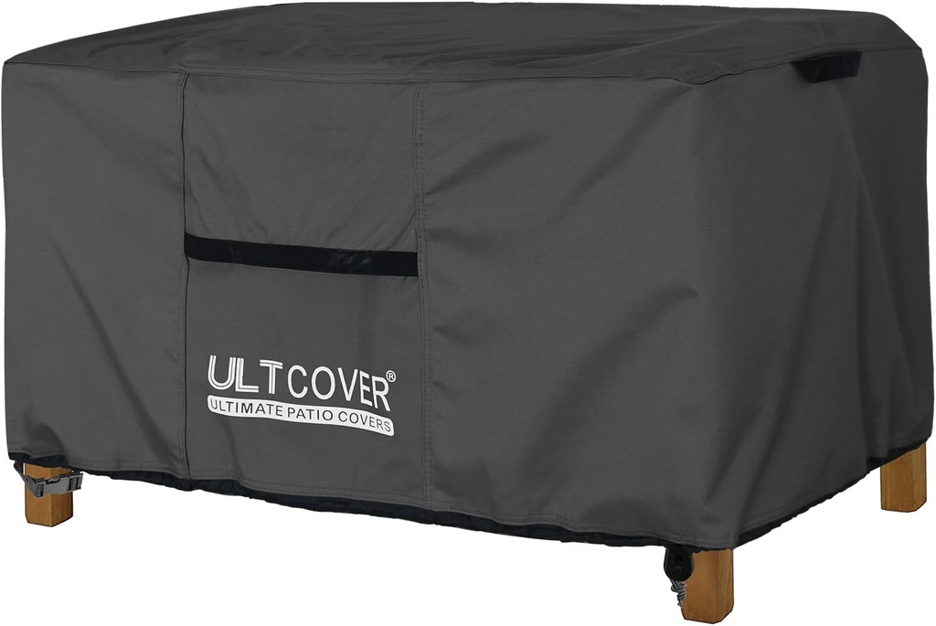 ULTCOVER Outdoor Coffee Table Cover, Waterproof Rectangular Patio Small Side Table Cover 50x30x18 inch, Black
