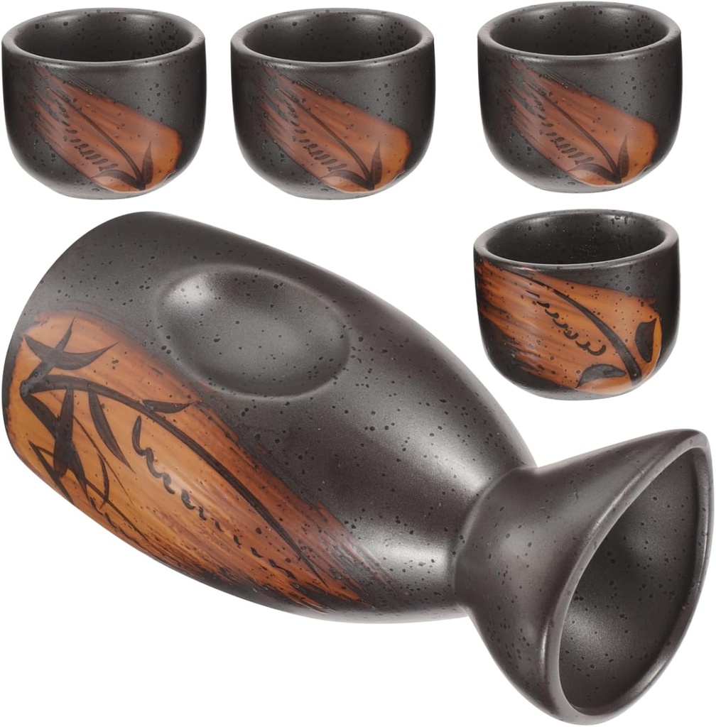 1set Ceramic Sake Set Pot and Cups Traditional Japanese Sake Kettle for Home Use and Entertaining Easy to Clean Elegant Design for Special Occasions