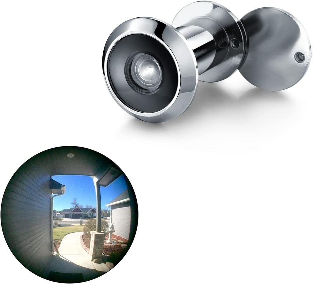 TOGU TG3016YG-CP UL Listed Solid Brass HD Glass Lens 220-degree Door Viewer Peephole with Heavy Duty Privacy Cover for 1-3/8" to 2-1/6" Doors, Polished Chrome Finish