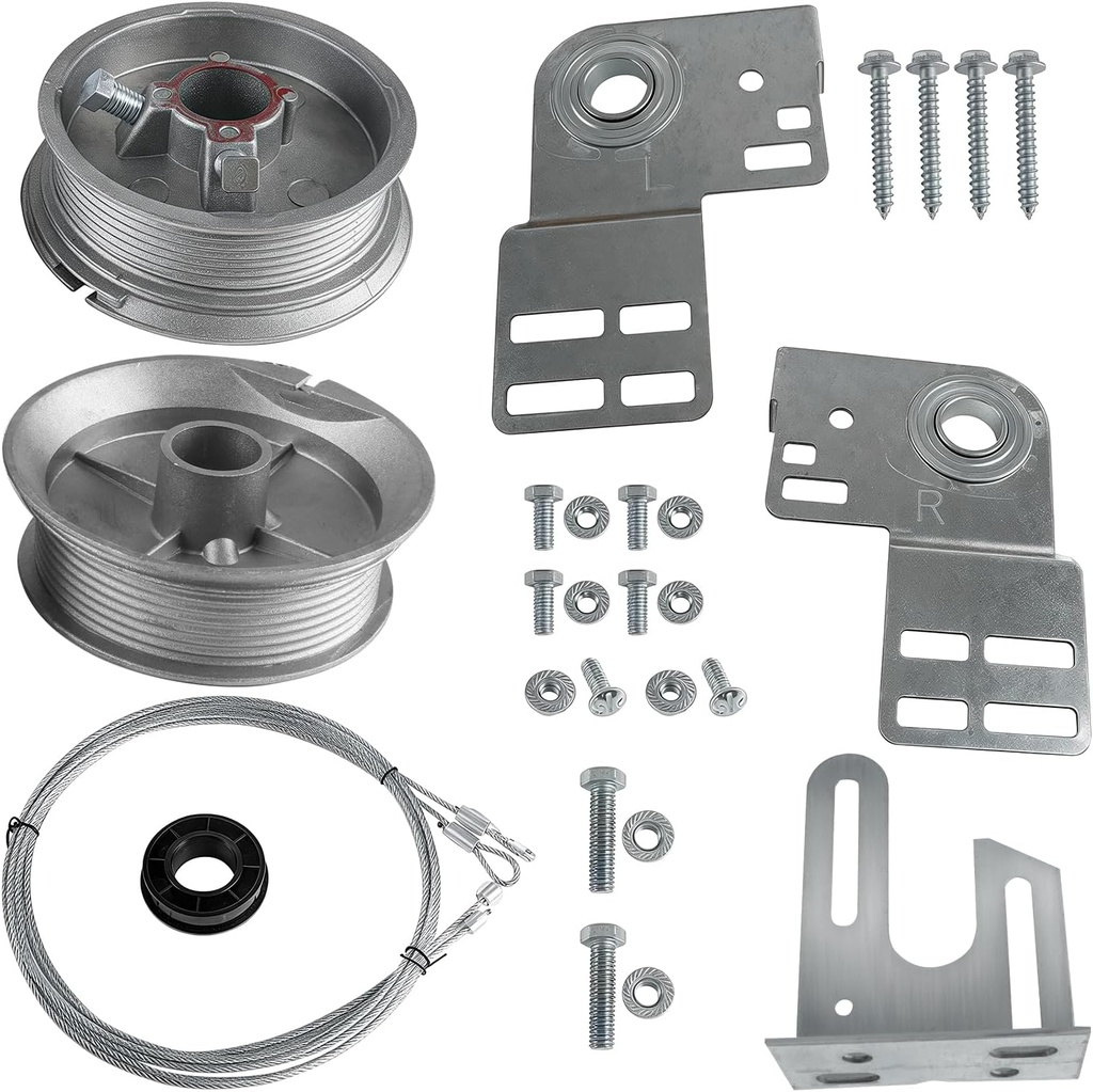 Universal Garage Door Torsion Spring Conversion Kit Fit for 7 Feet High Garage Doors, Including Cable Rollers, Heavy-Duty Cables, Brackets & Hardware, Easy to Install