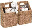 Wicker Hanging Storage Baskets (10.5"Lx6.5"Wx13"H), Set of 2 Wall Basket, Seagrass Basket, Wall Decor Baskets, Seagrass Woven Hanging for Organizing Files, Mails, Books, Accessories