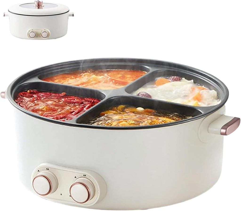 Olla De 4 Compartimentos, 4 Grid Multifunctional Stew Pot, Four Grid Electric Hot Pot, Independent Temperature Control on Both Sides Hotpot Pots Electric (1*Pcs)