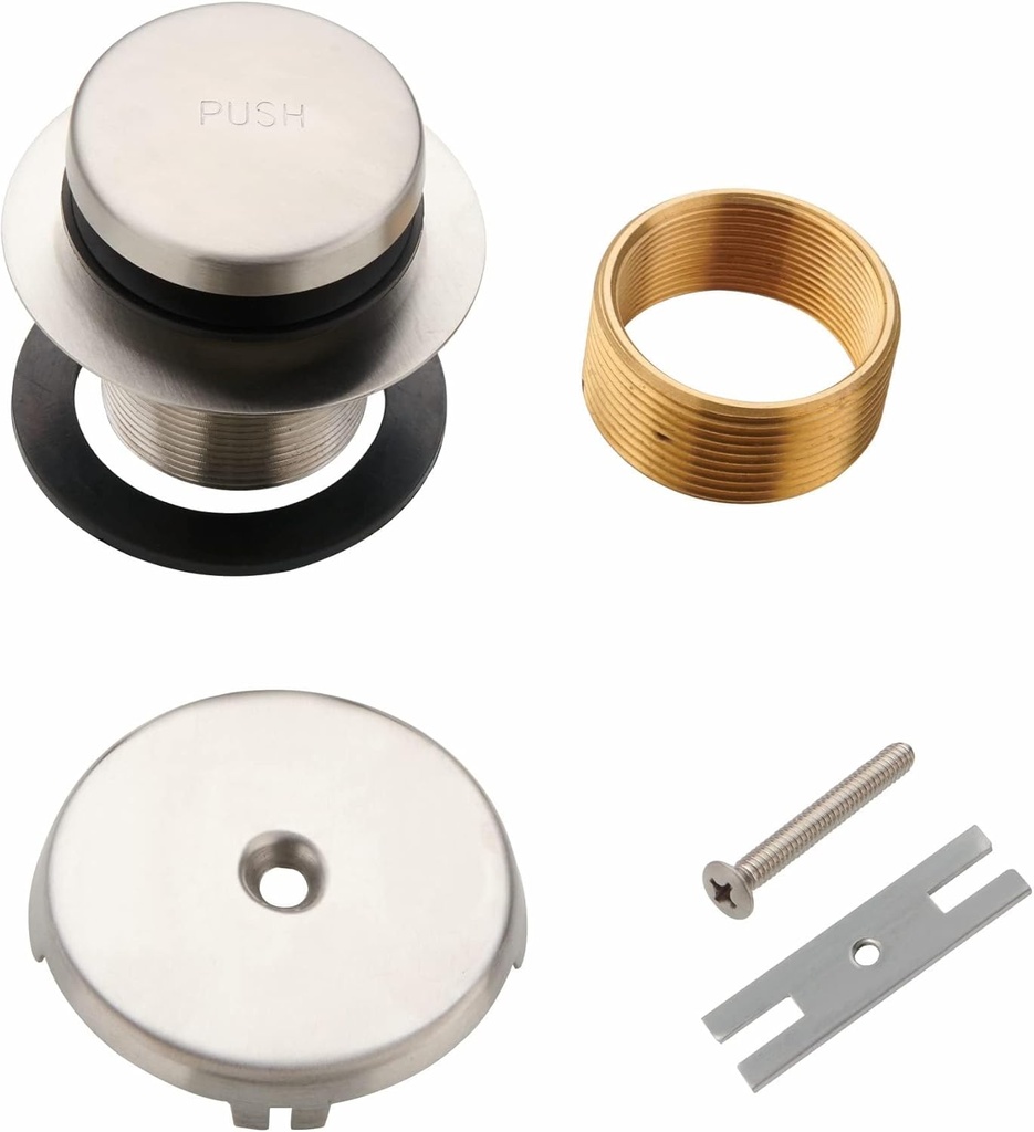 Tub Drain Tip Toe Bathtub Drain Conversion Kit Assembly, Replacement Bath Drain Trim Kit with Single Hole Overflow Faceplate and Fine/Coarse Thread, Brushed Nickel