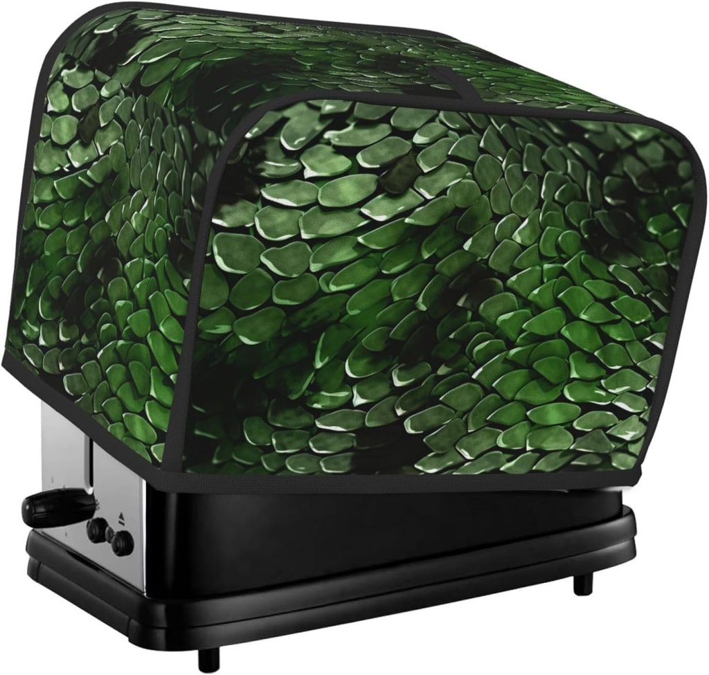 Green Snake Toaster Cover 2 Slice, Two Slice Bread Machine Covers Quilted Toaster Dust Cover Universal Size Kitchen Small Appliance Cover With Top Handle