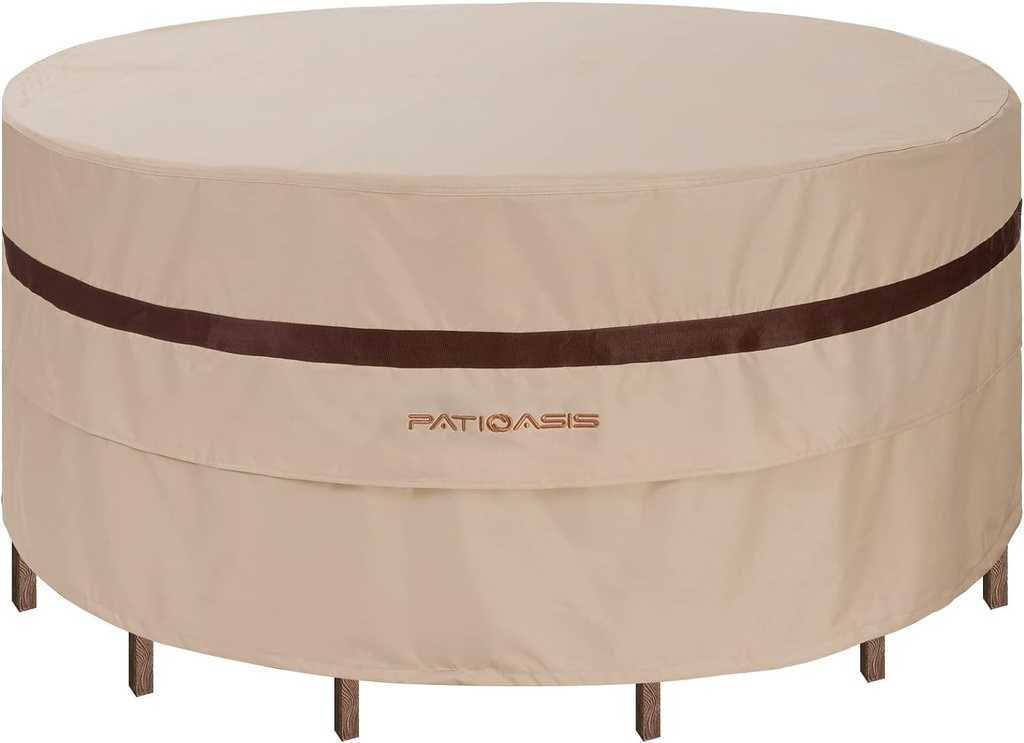 Patio Round Table Chairs Cover 90''Dia Waterproof Dustproof Round Table Covers for Outdoor Furniture Anti-Fading Heavy Duty Patio Furniture Covers