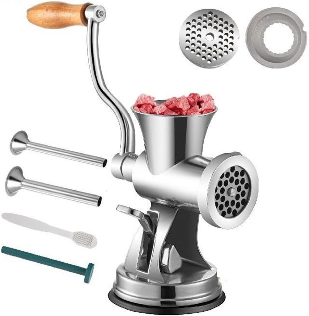 Manual Mini Meat Grinder Food Processor Grinder Portable Chopper Blender Sausage Filler Stainless Steel for Beef Fish Home