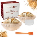 Banneton Bread Proofing Baskets - 2 Pcs 9 Inch Round Bread Proofing Baskets with liner, Plastic Scraper & Oil Brush | Ideal Gift for Bakers