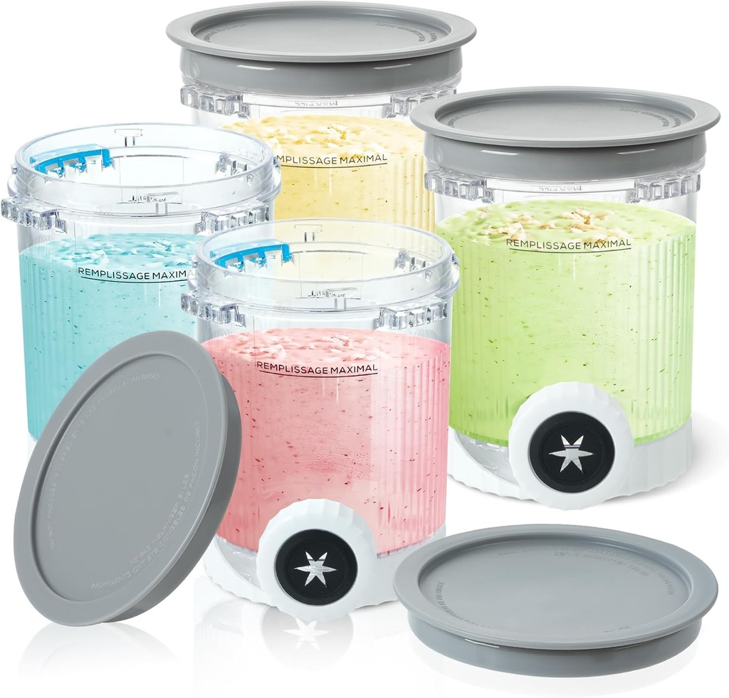 4 Pack Pint Containers Replacement for Ninja Swirl Ice Cream & Soft Serve Makers, 16oz Creami Swirl Pints and Lids Compatible with NC700 NC701 Series, BPA-Free & Dishwasher Safe