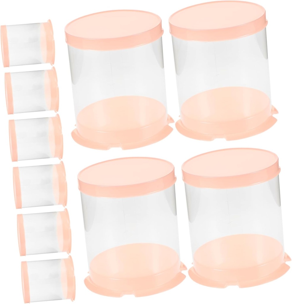 Garneck 10pcs Mini Clear Plastic Cake Boxes with Lids for Small Desserts Elegant Round Cake Carrier for Birthday Treats and Baking Storage