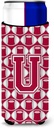 Letter U Football Crimson, grey and white Ultra Beverage Insulators for slim cans