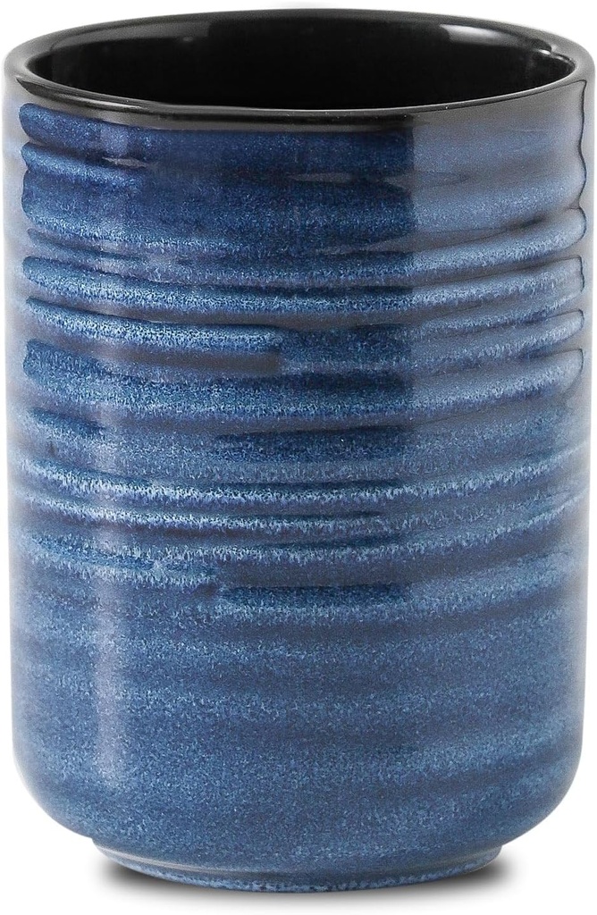 Hasense Utensil Holder, 7.4" Large Utensil Holder for Kitchen Counter, Ceramic Utensil Organizer for Utensil Set, Modern Kitchen Utensil Crock for Countertop Decor, Blue