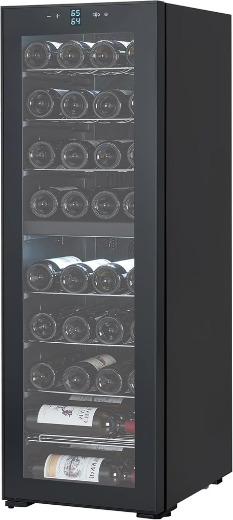 39-Bottle Dual Zone Wine Cooler - 21 Inch Freestanding Wine Fridge with Digital Temp Control, Adjustable Stainless Steel Shelves - for Home Bar, Kitchen, Restaurant, Black