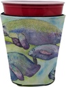 Caroline's Treasures 8544RSC Manatee Red Cup Hugger Cup Cooler Sleeve Hugger Machine Washable Drink Sleeve Hugger Collapsible Insulator Beverage Insulated Holder