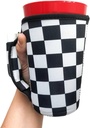 Lit Handlers Pint Glass Sleeve -Neoprene Cup Holder with Handle & Pocket for Pint Cup -Machine Washable & Reusable Covers- Insulated, Water Resistant & Snug Fit Beer Cooler (Checkerboard)